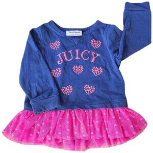Juicy Couture girls size 12 month ruffle bottom long sleeve Pink Navy Blue y2k